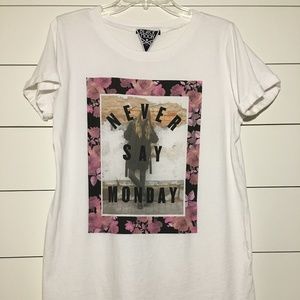 Black Moon Never Say Monday White T Shirt L